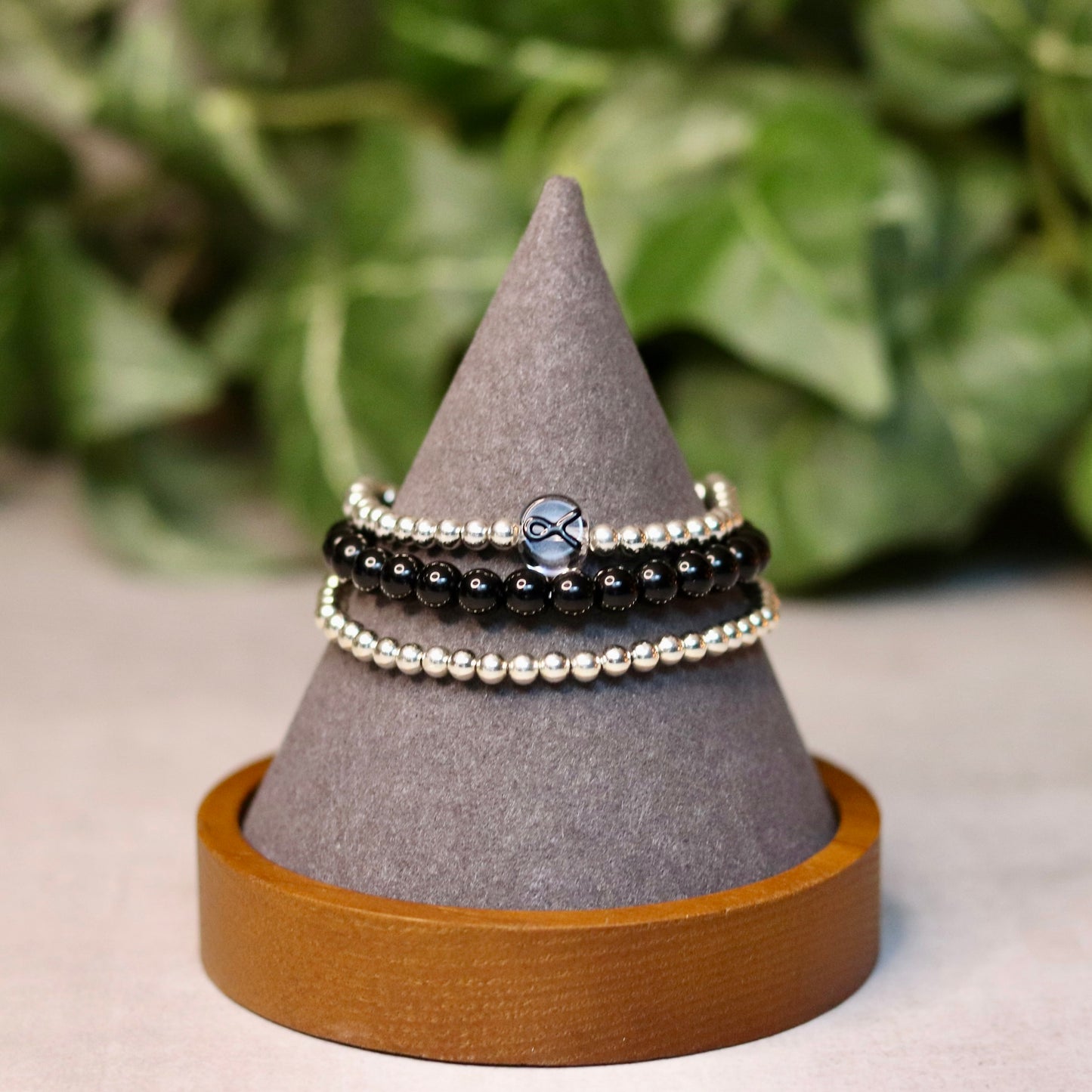 Black Ribbon Bracelet Stack