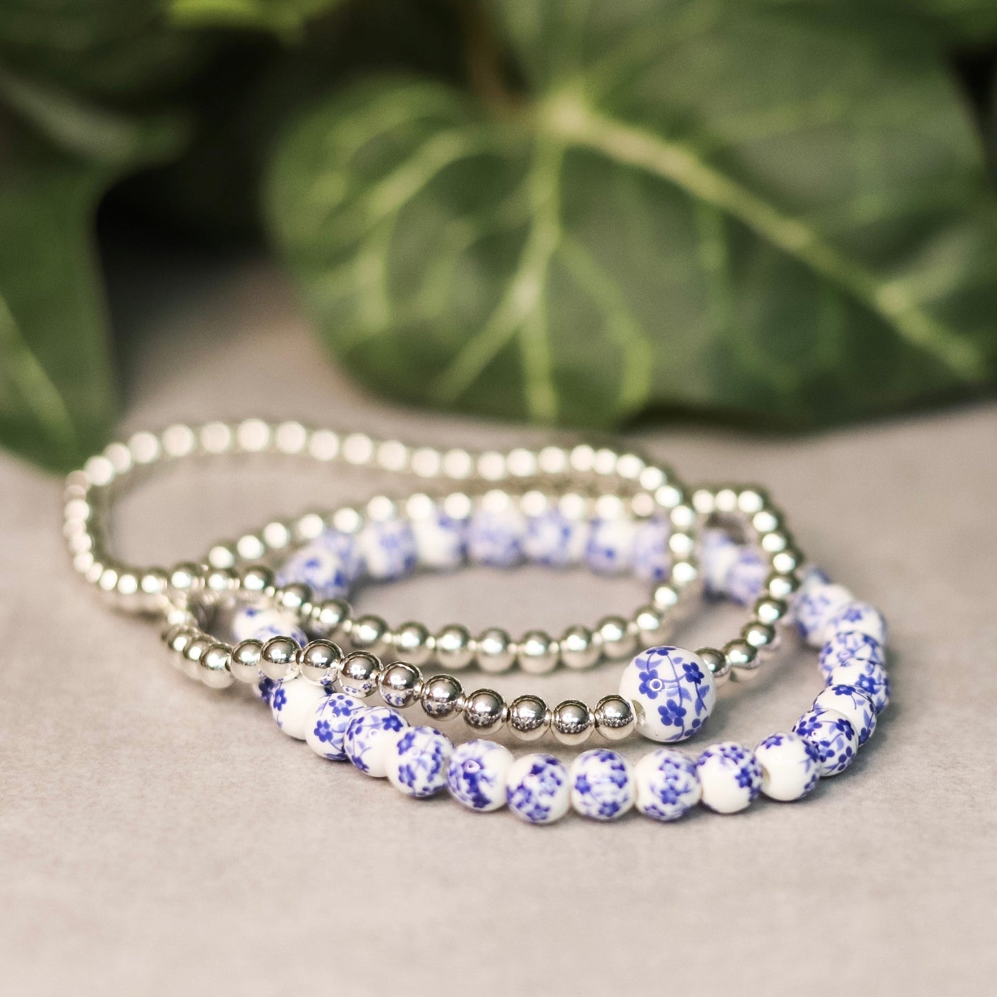 Blue Floral Dainty Bracelet