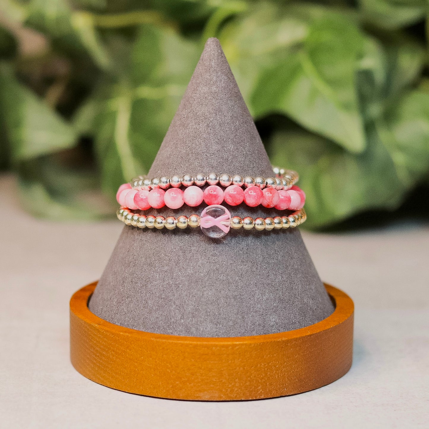 Pink Ribbon Bracelet Stack