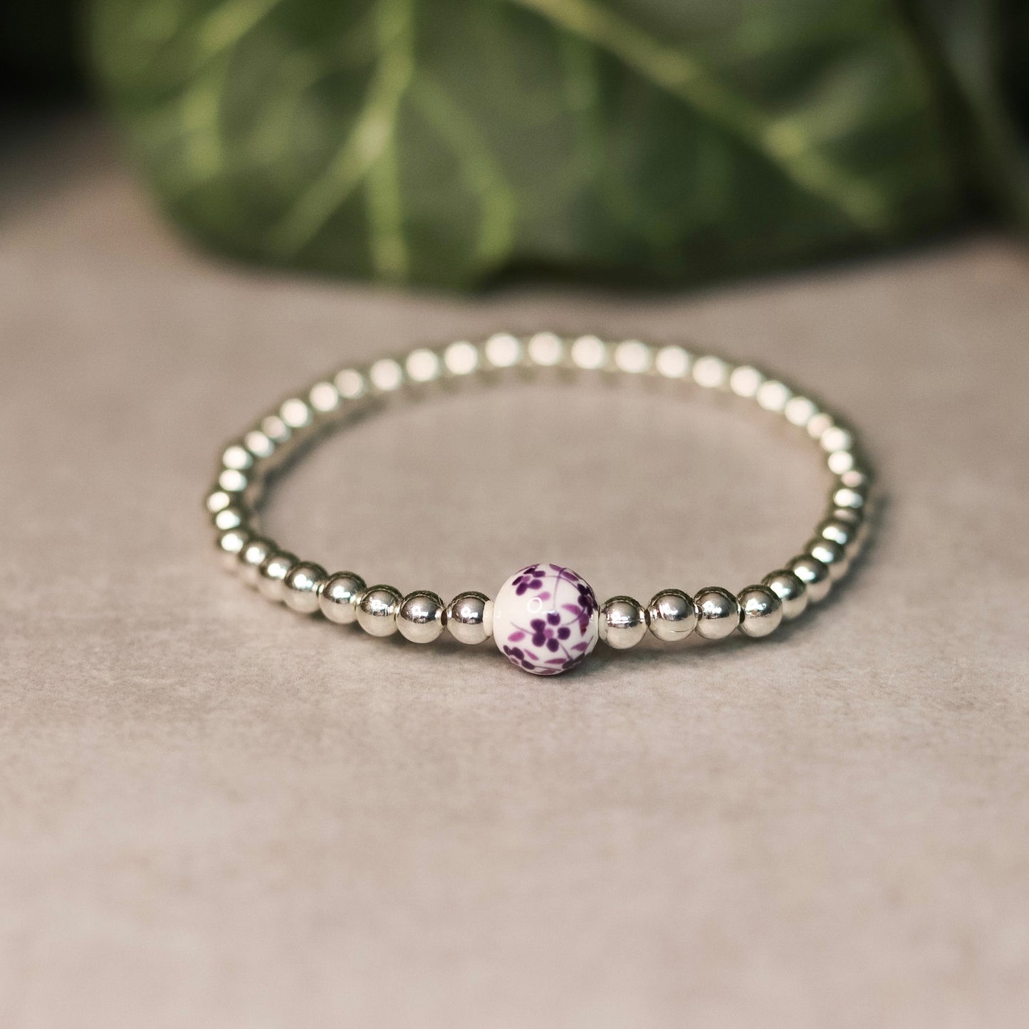 Purple Floral Dainty Bracelet