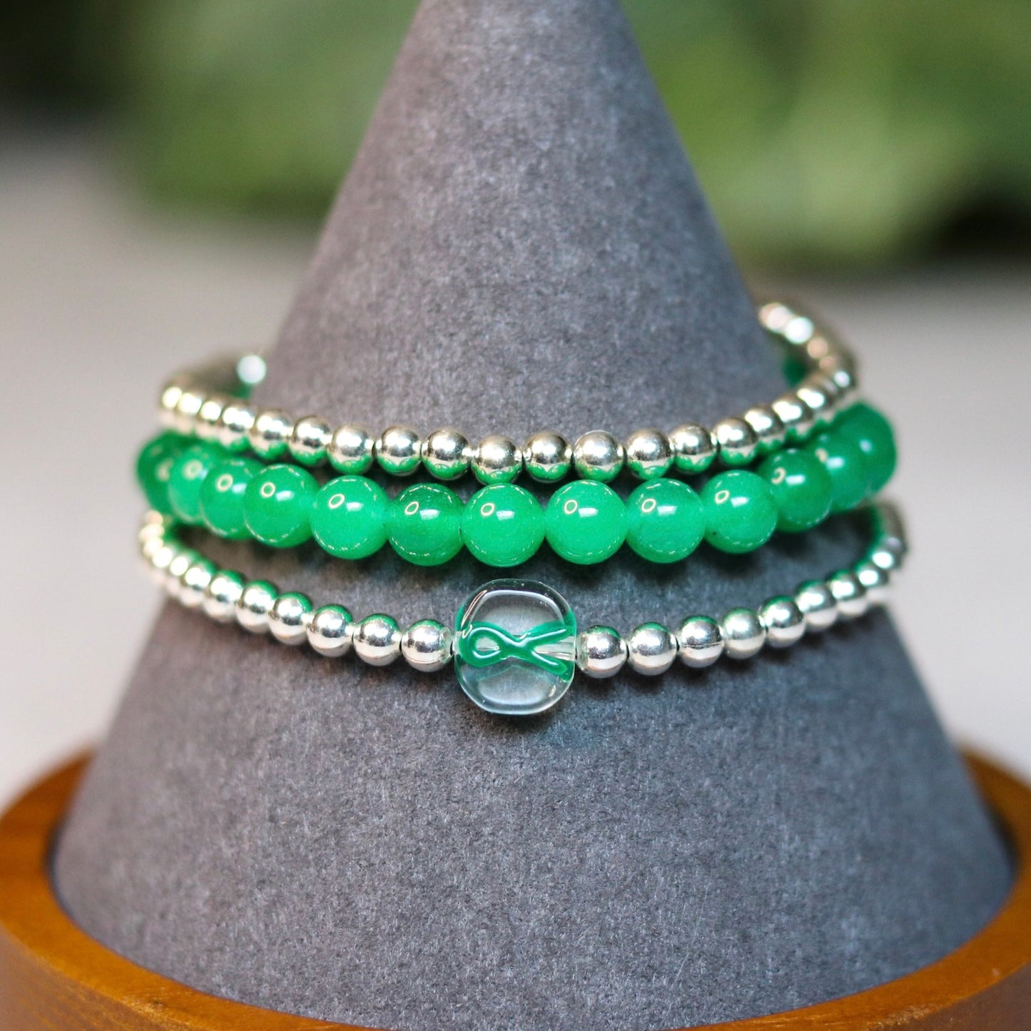 Green Ribbon Bracelet Stack