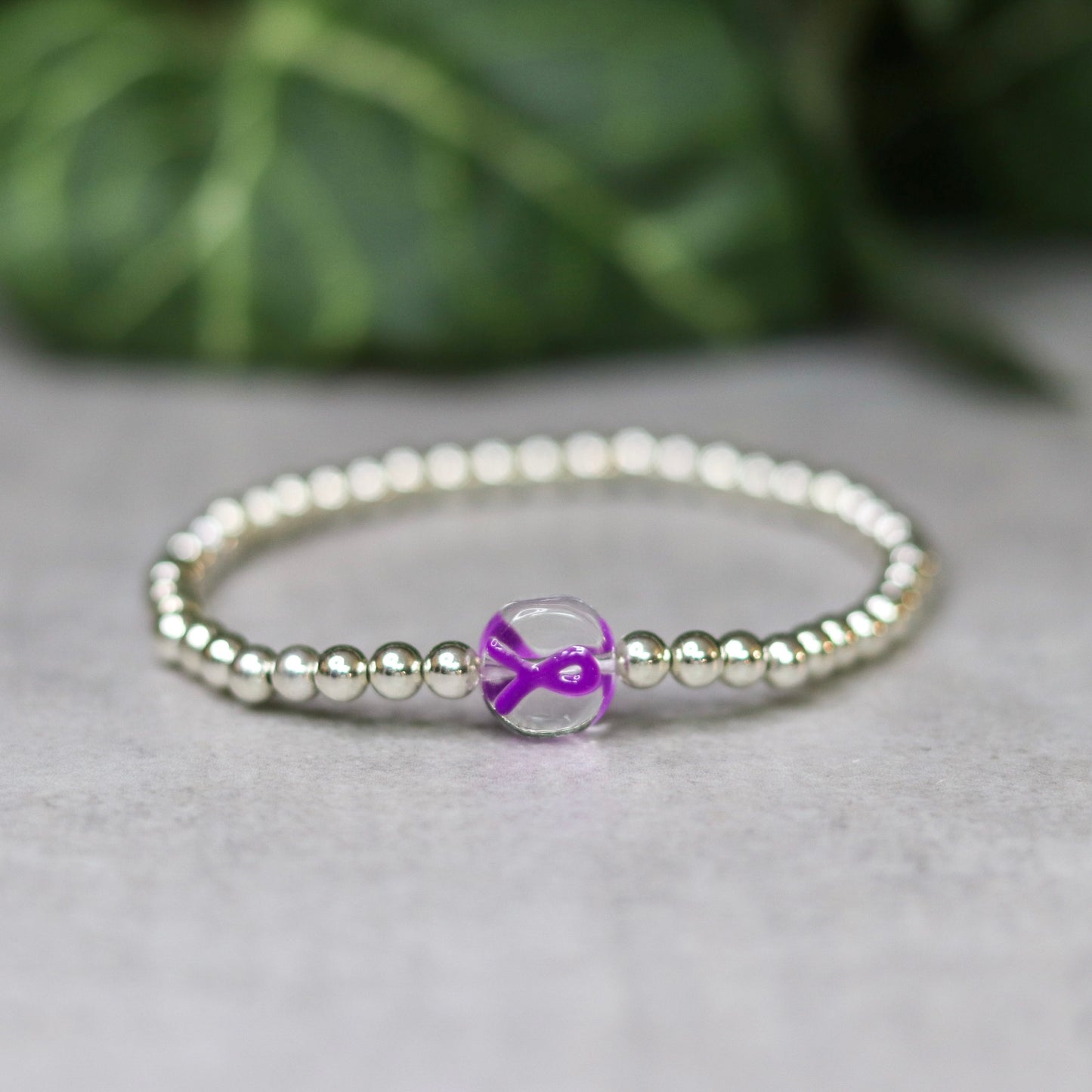 Purple Ribbon Dainty Bracelet