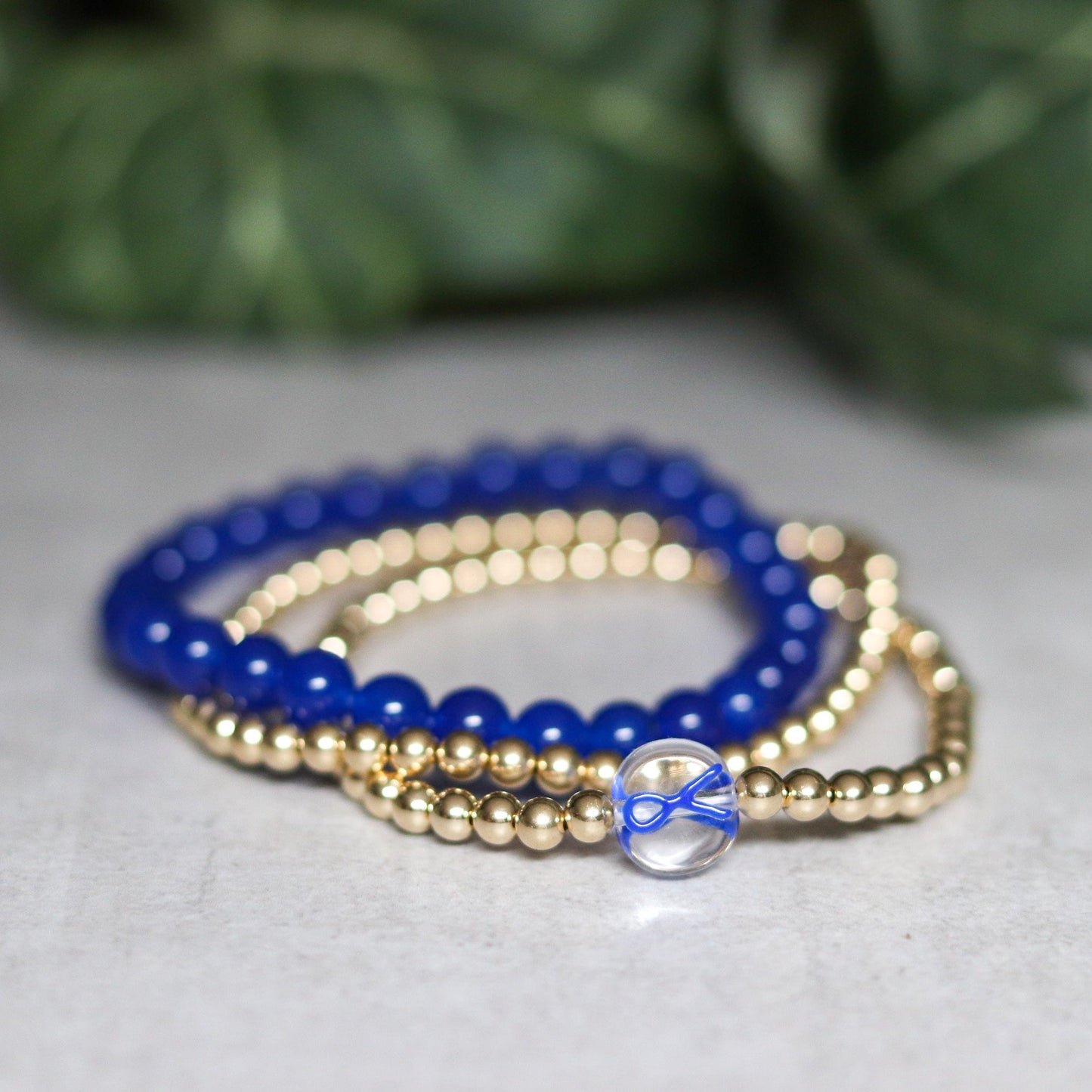 Blue Ribbon Bracelet Stack