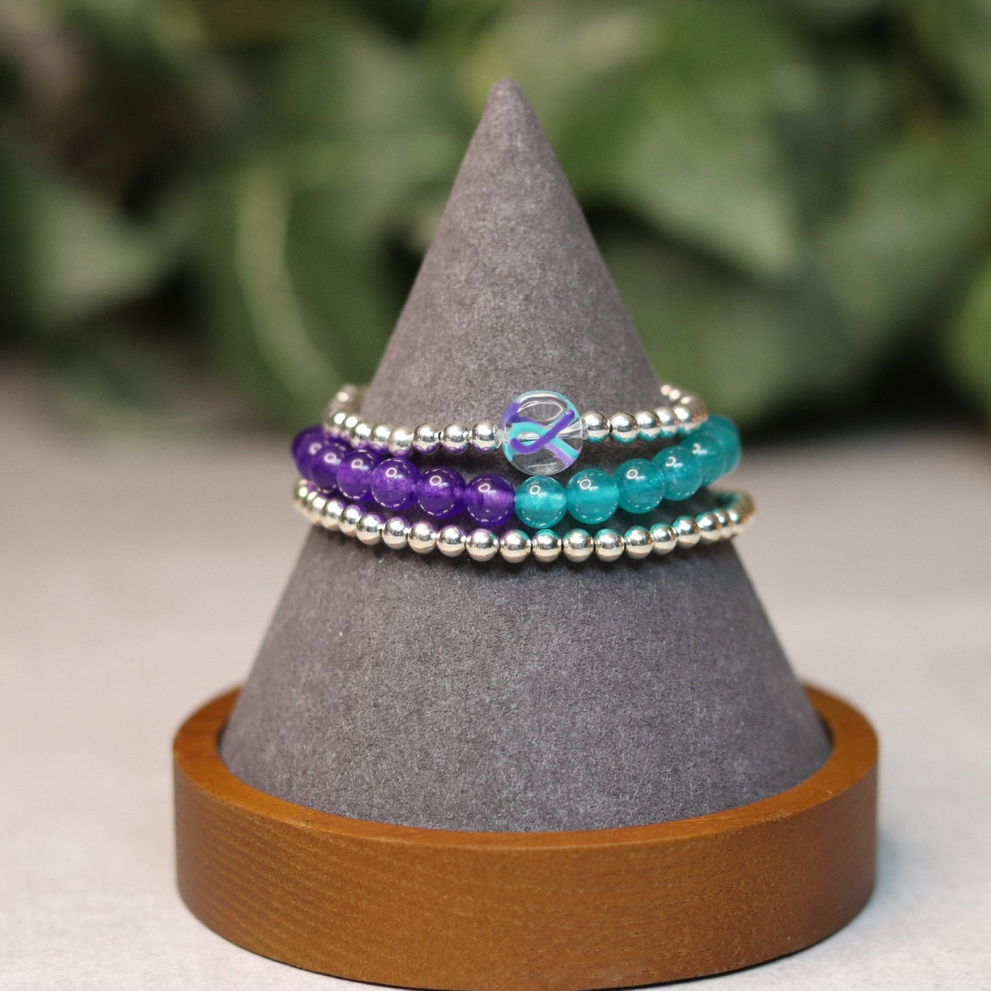Suicide Awareness Ribbon Bracelet Stack