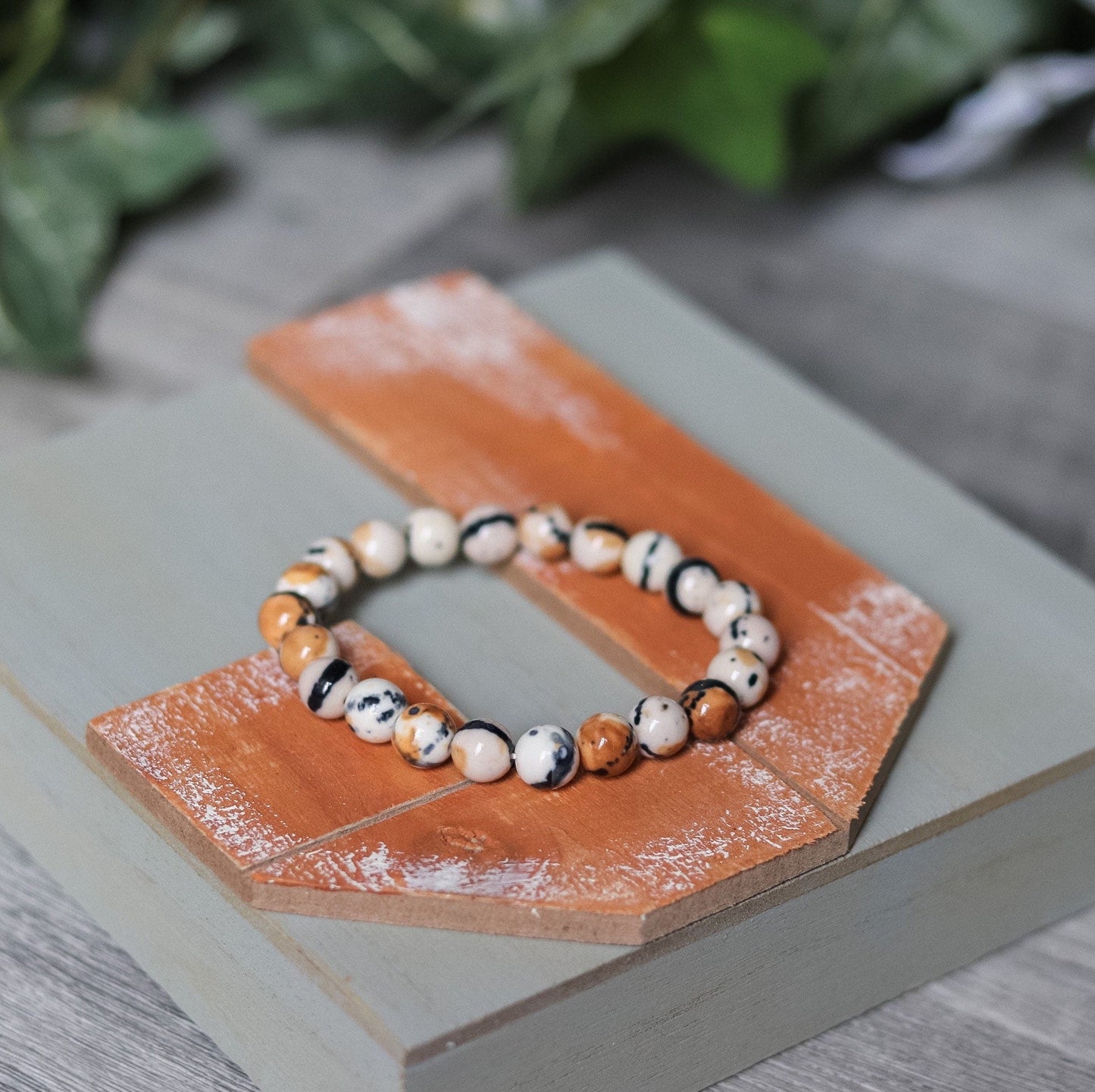 Rain Flower Coffee Jade Bracelet