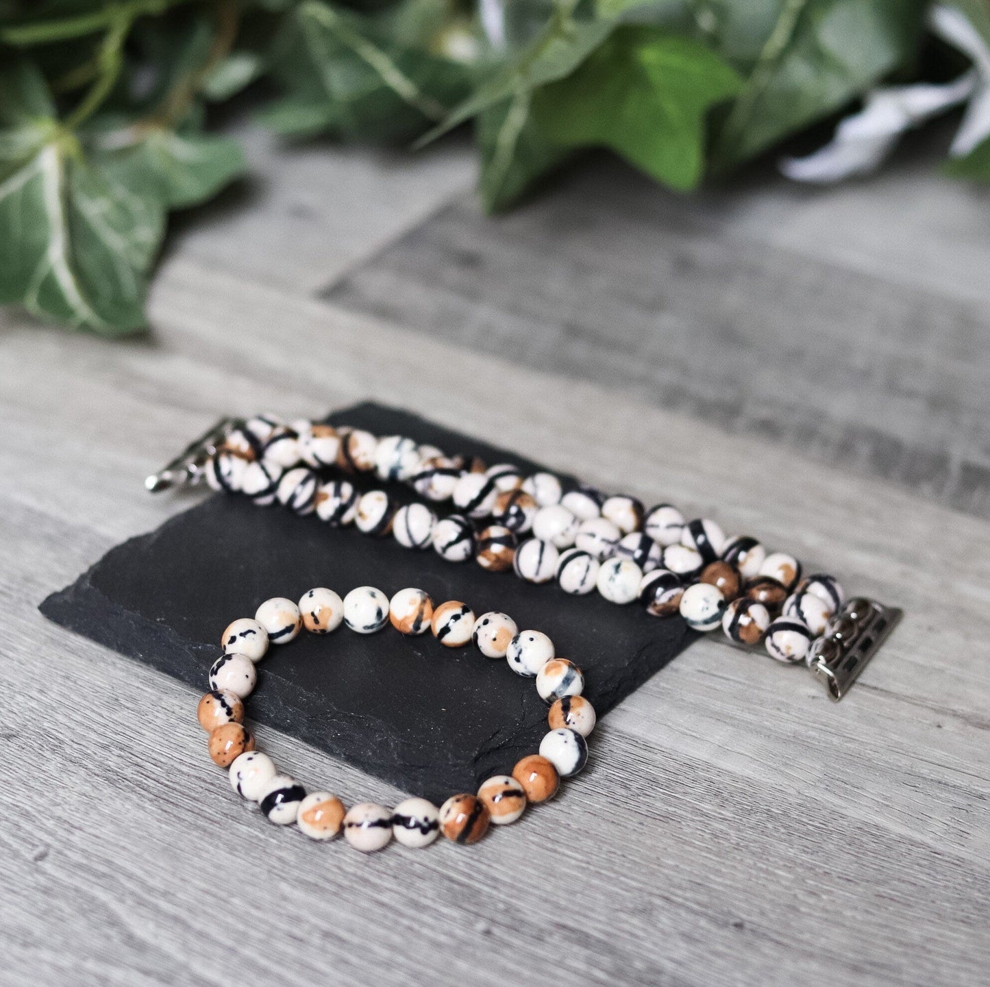 Rain Flower Coffee Jade Bracelet