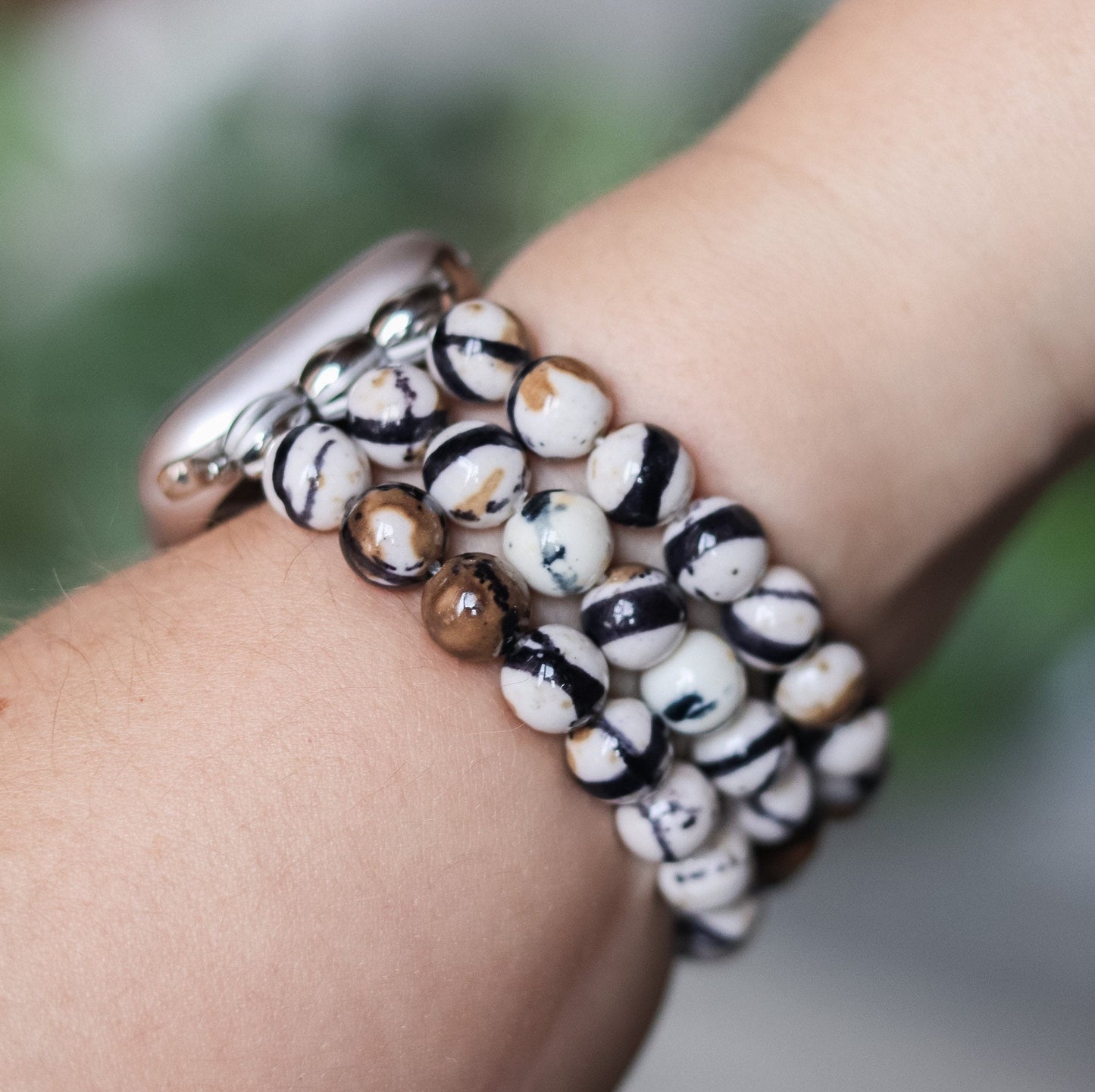 Rain Flower Coffee Jade Watchband
