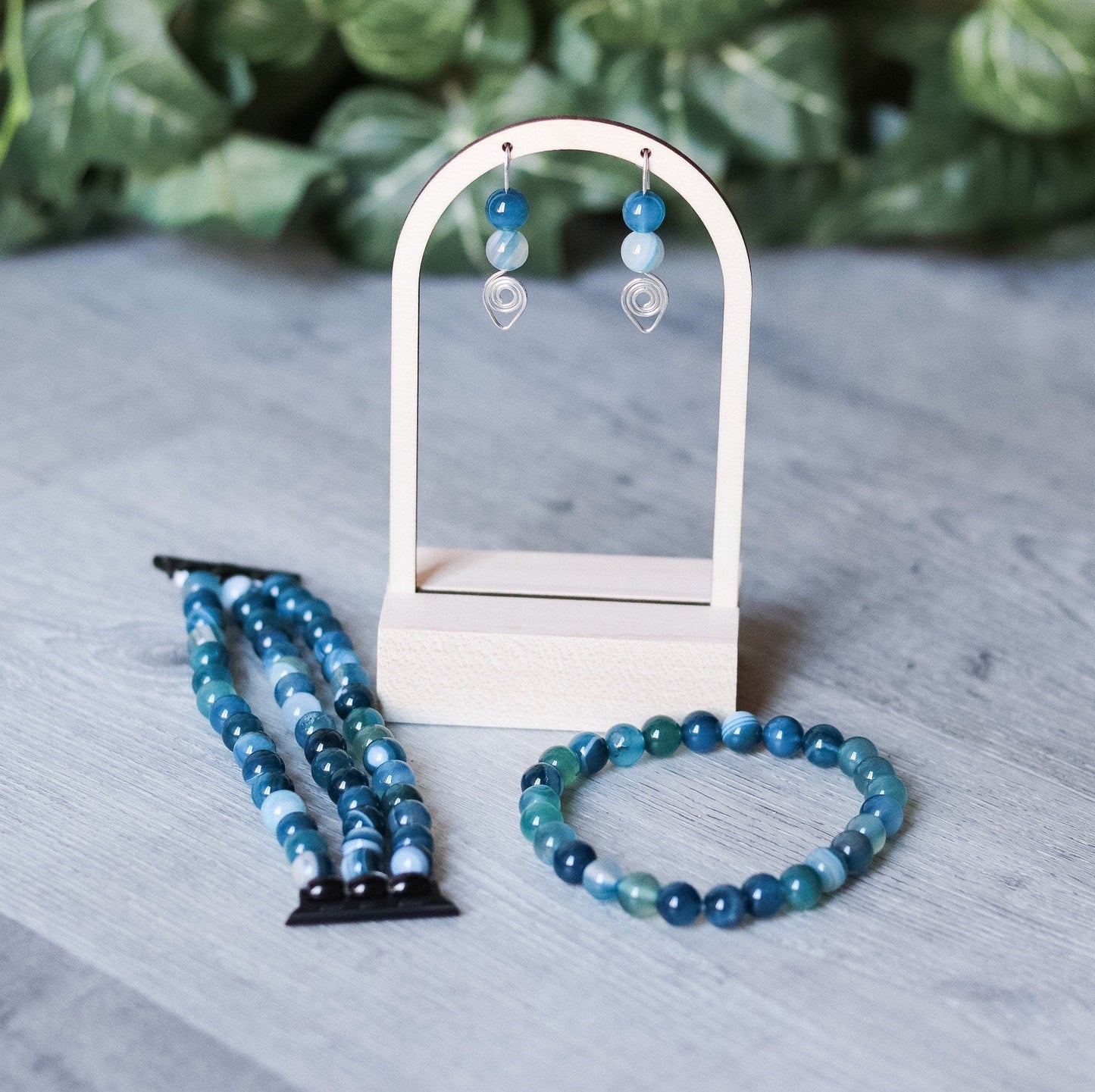 Blue Stripe Agate Bracelet