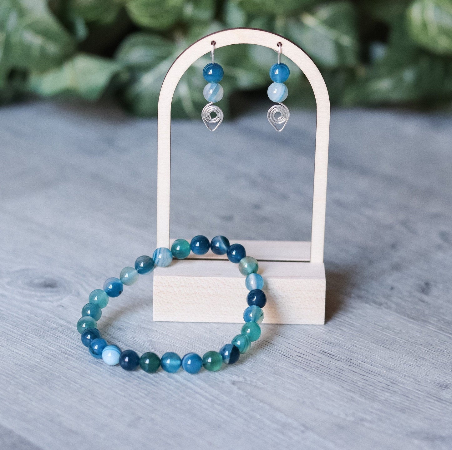 Blue Stripe Agate Bracelet