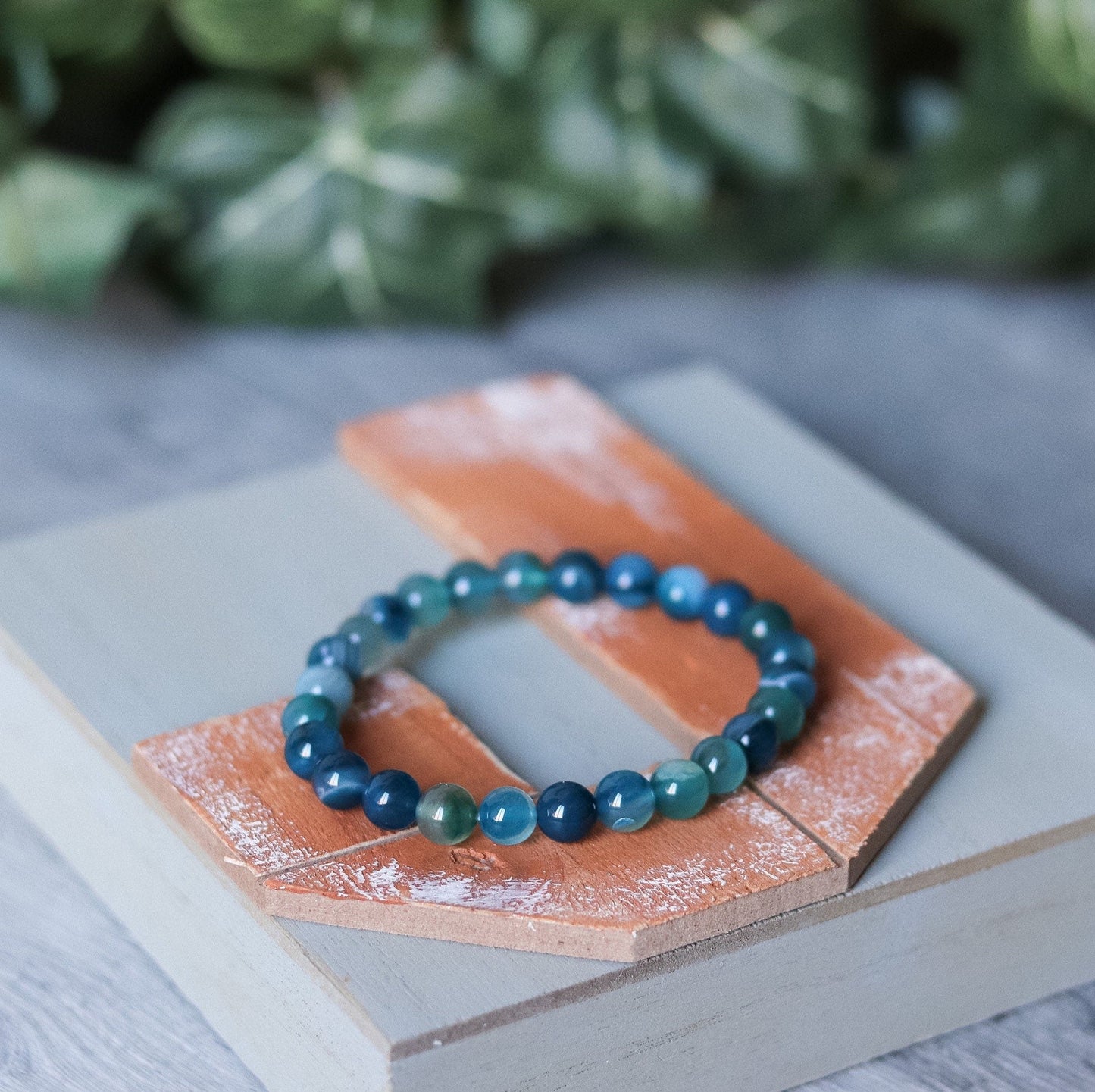 Blue Stripe Agate Bracelet