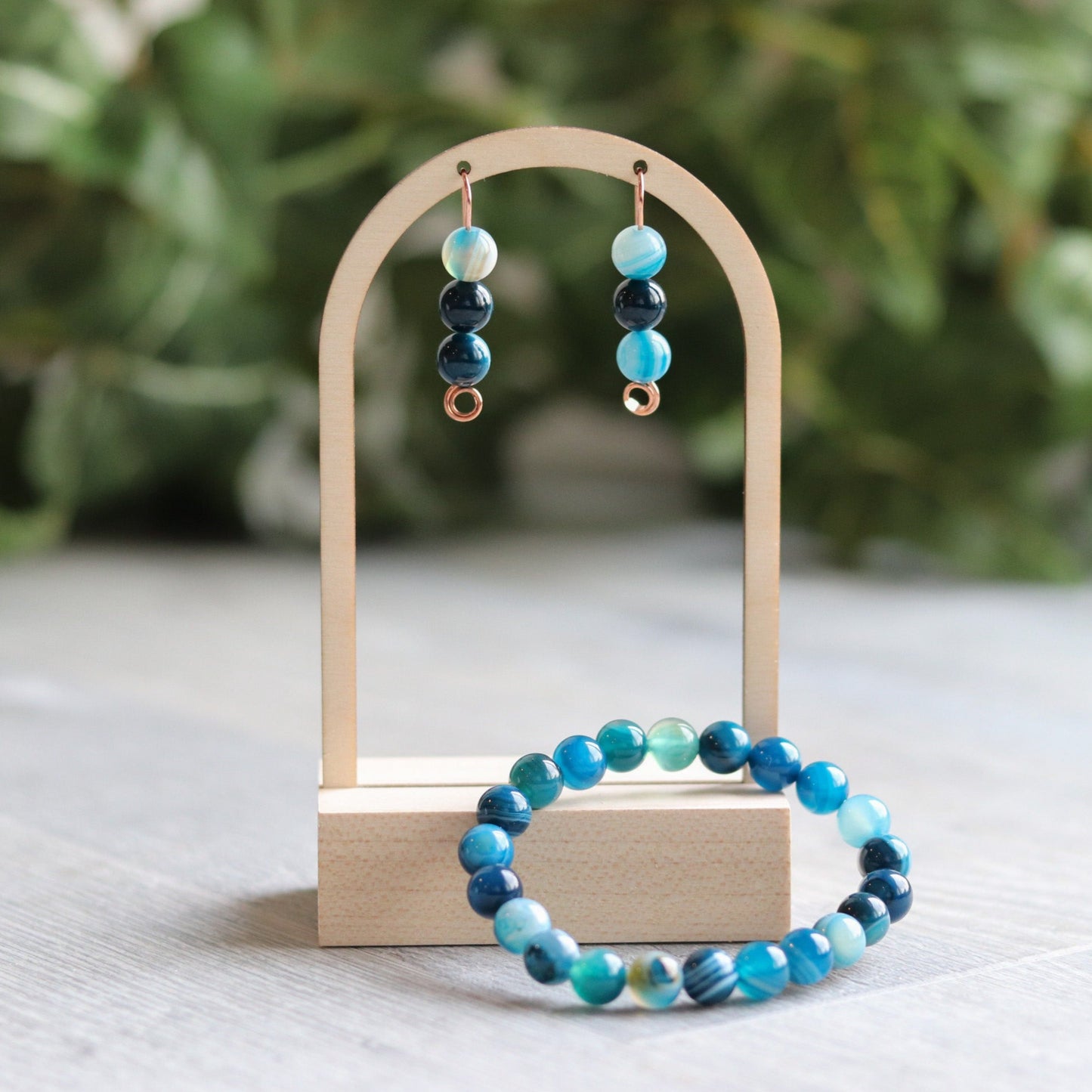 Blue Stripe Agate Earrings
