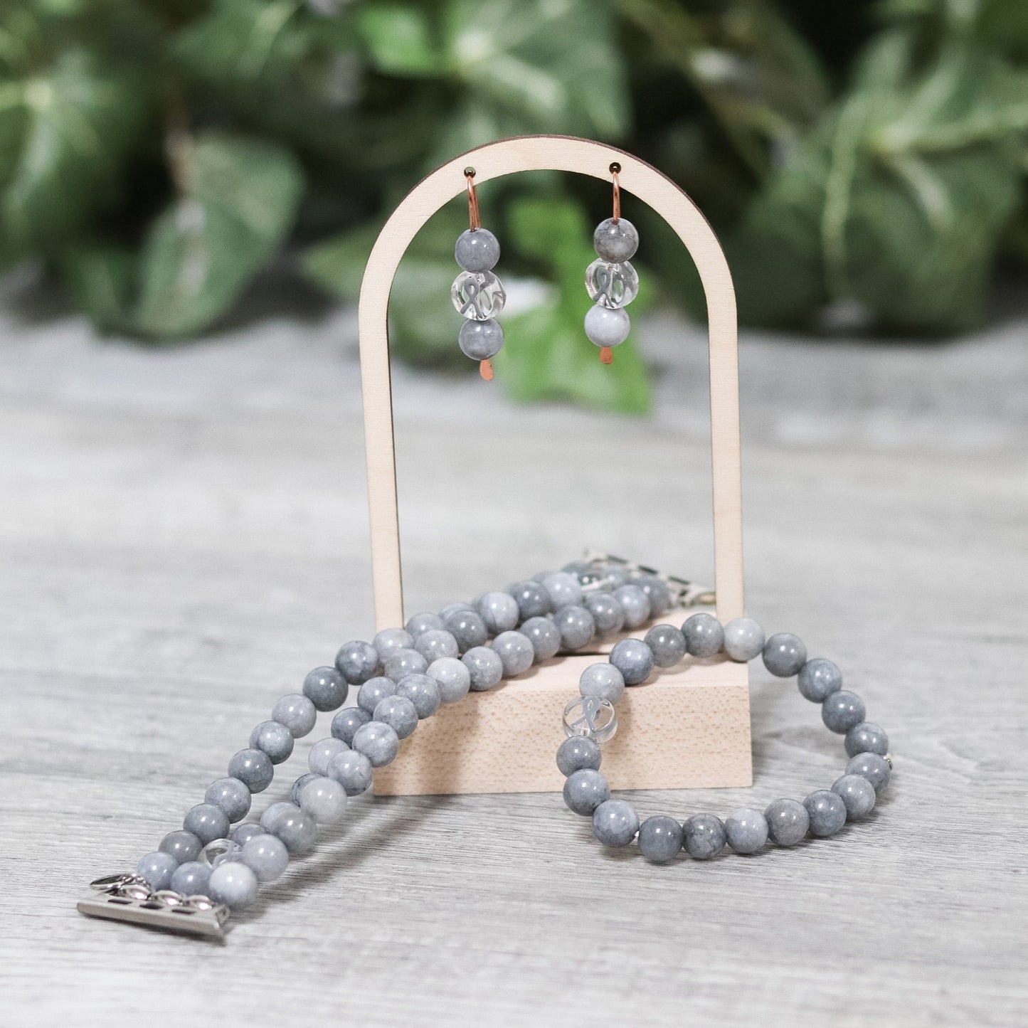 Gray Ribbon Earrings