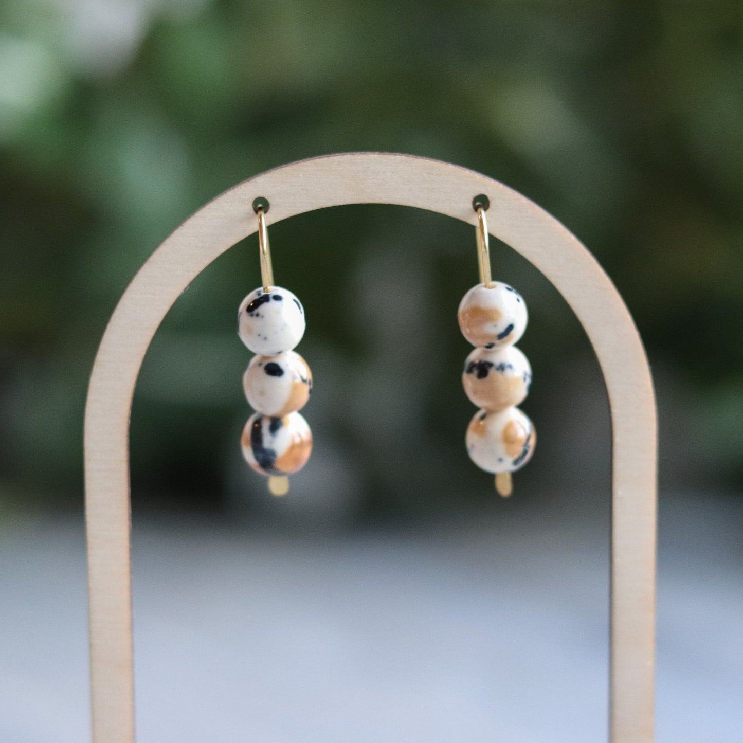 Rain Flower Coffee Jade Earrings