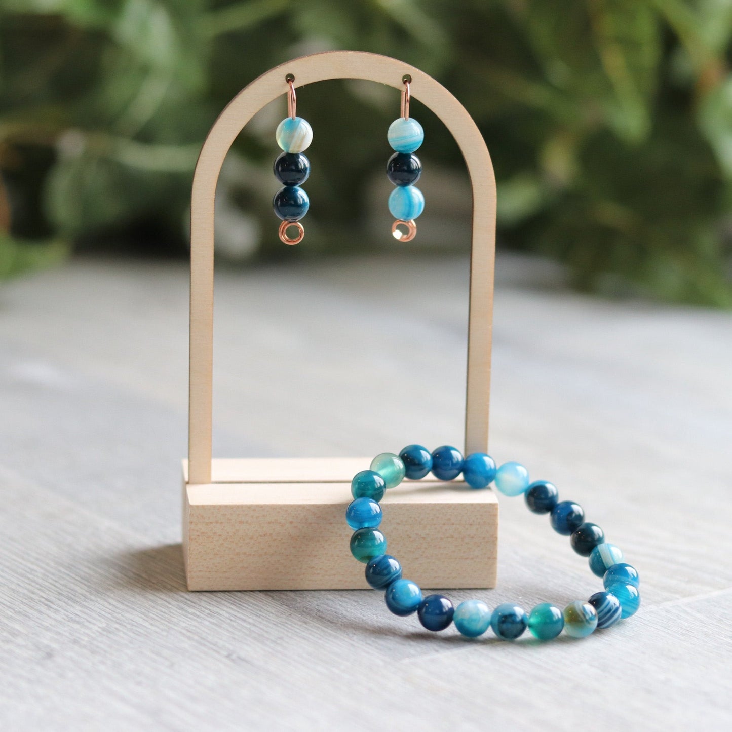 Blue Stripe Agate Bracelet