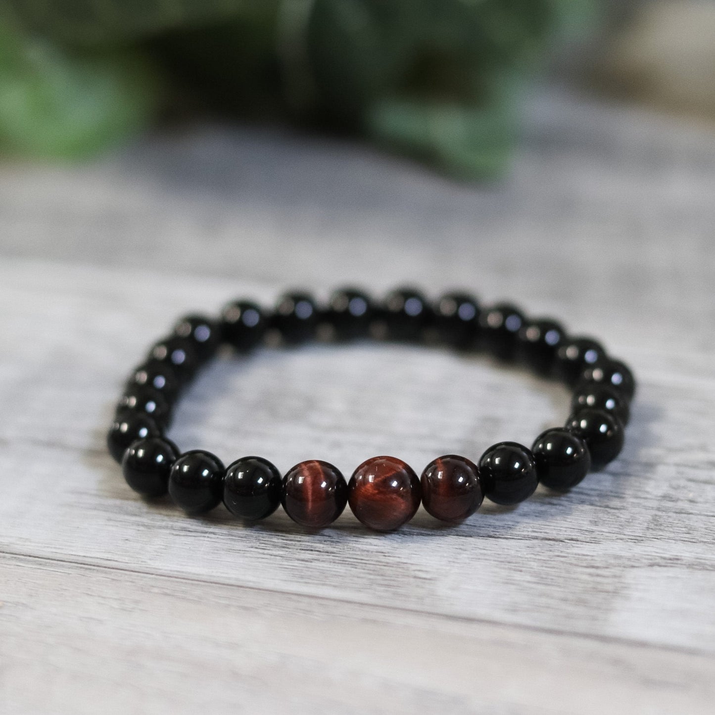 Tigers Eye and Onyx Beaded Bracelet