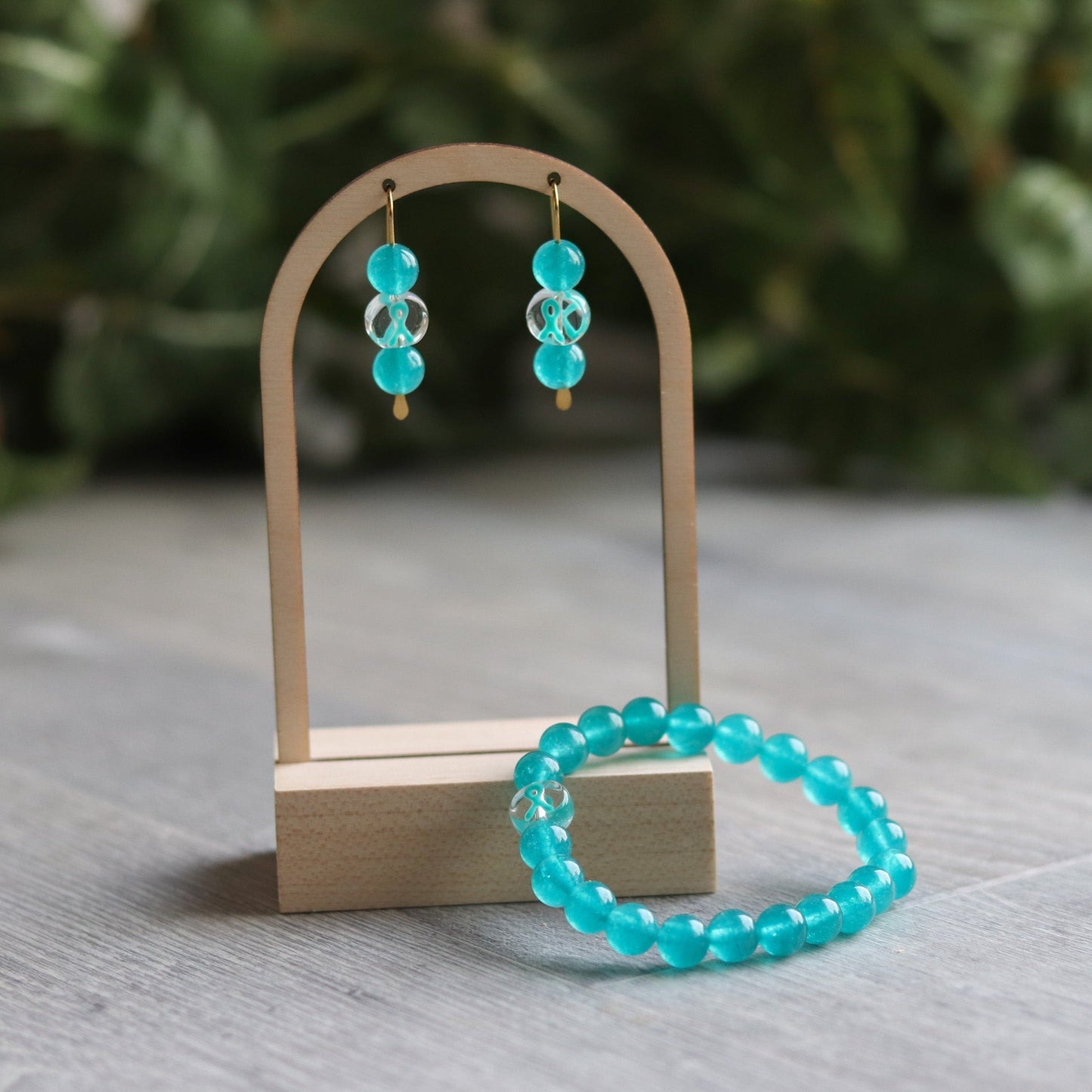 Teal Ribbon Earrings