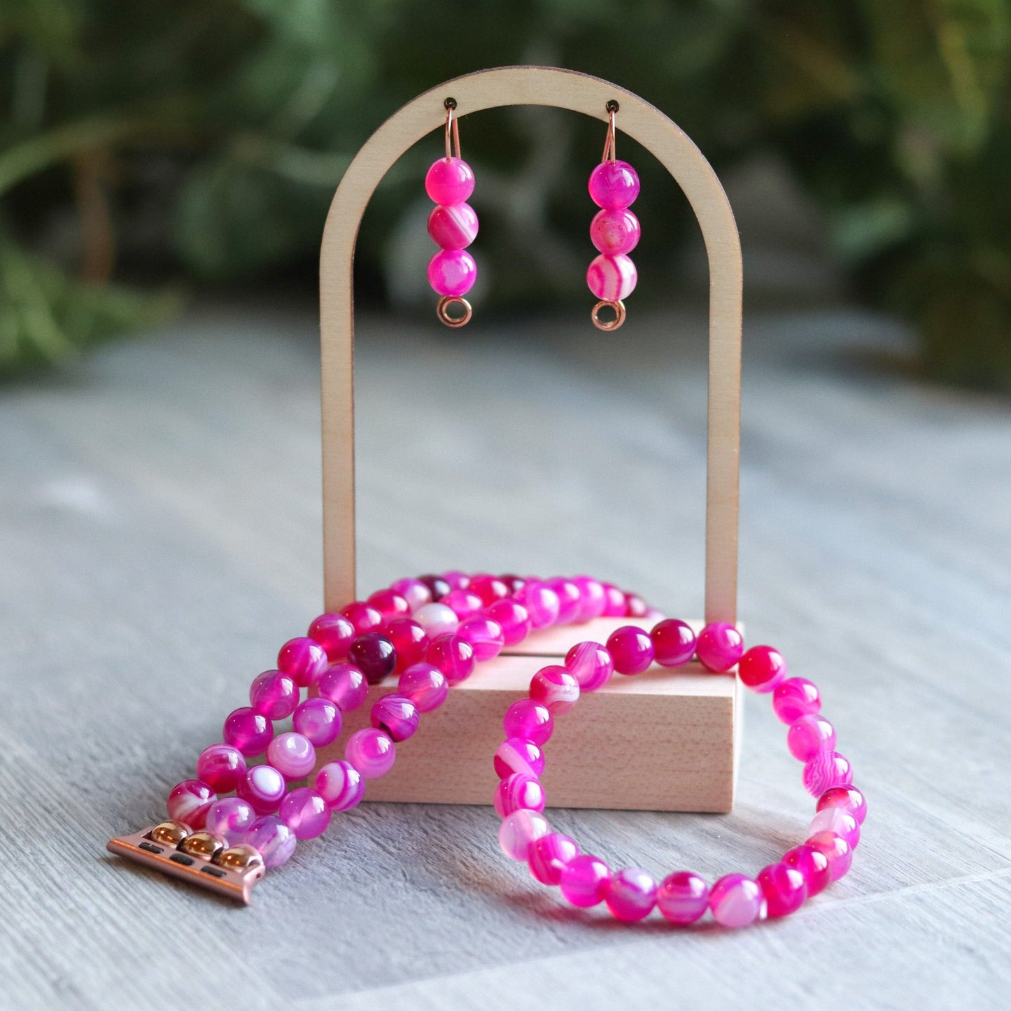 Pink Stripe Agate Watchband