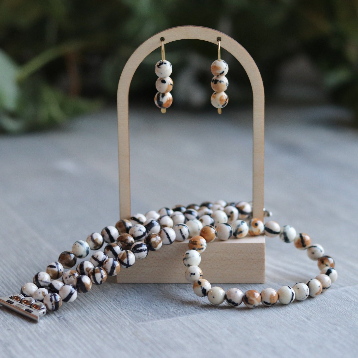 Rain Flower Coffee Jade Bracelet
