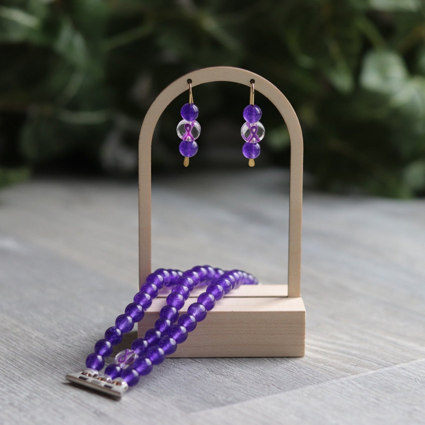 Purple Ribbon Earrings