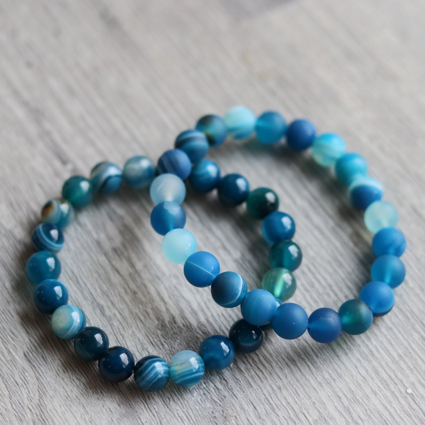 Blue Stripe Agate Earrings