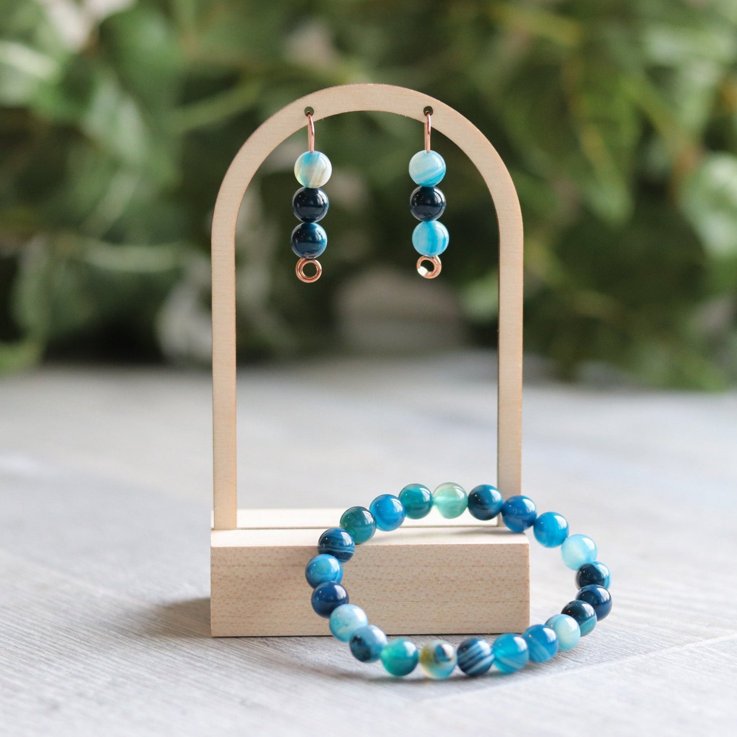 Blue Stripe Agate Bracelet
