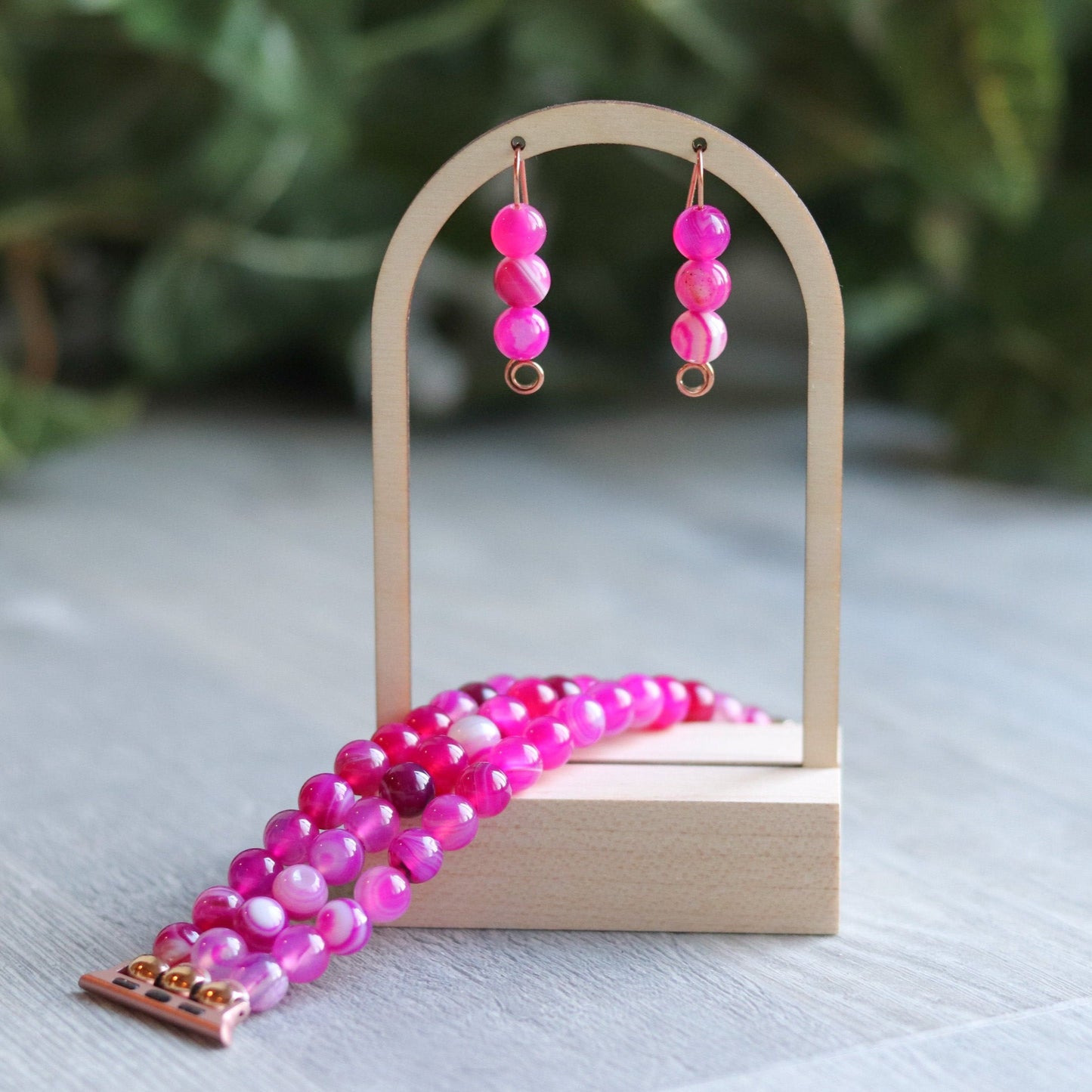 Pink Stripe Agate Watchband
