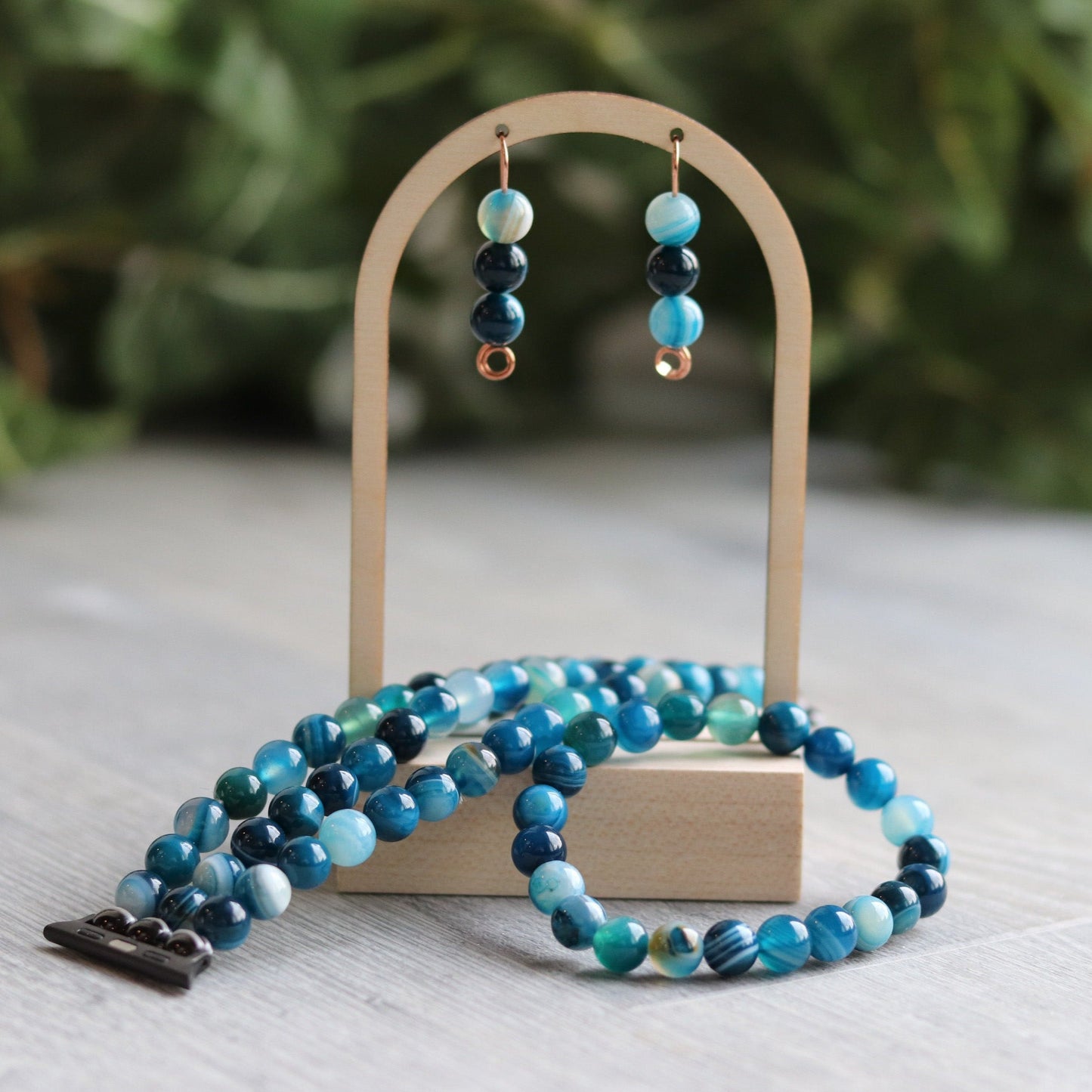 Blue Stripe Agate Bracelet