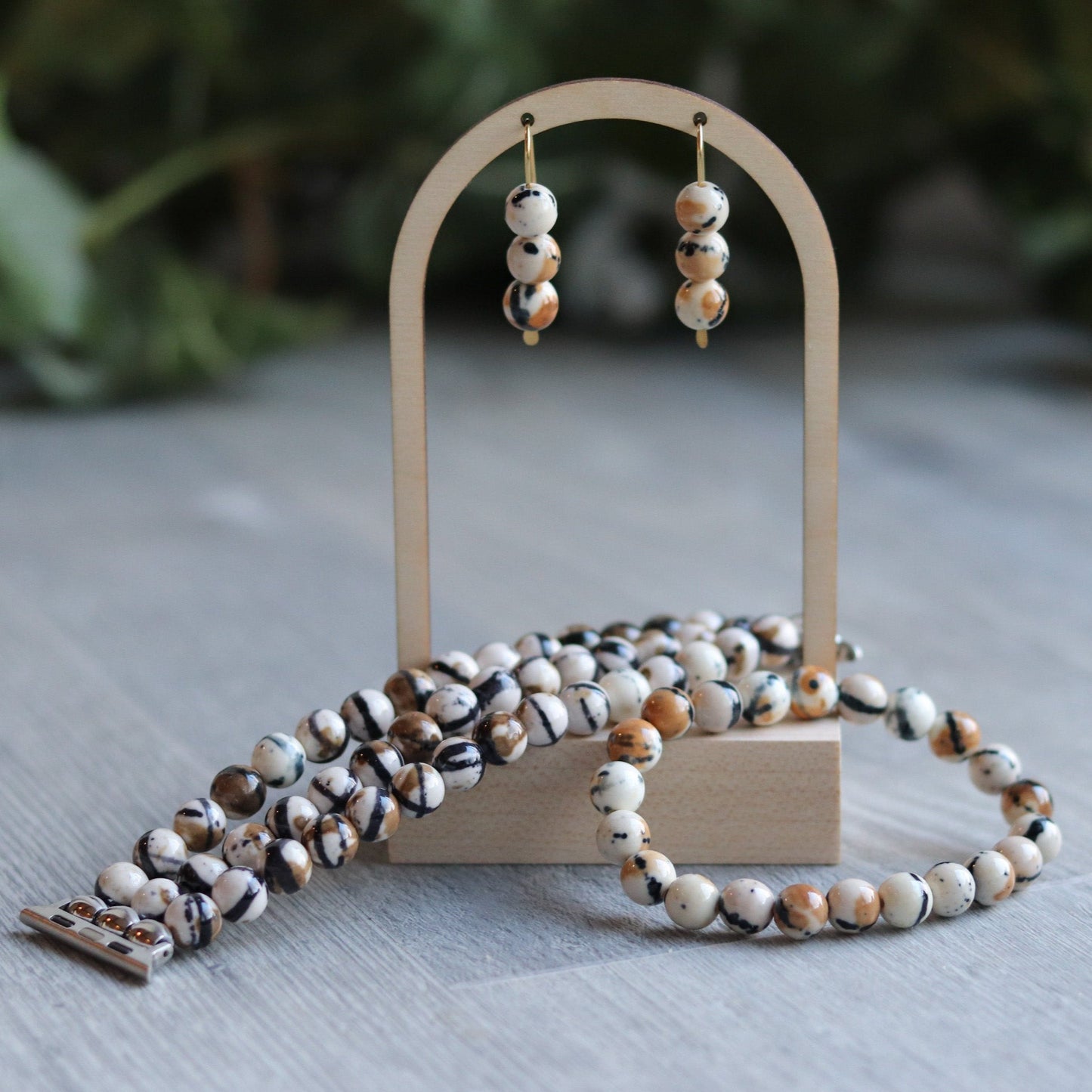 Rain Flower Coffee Jade Watchband