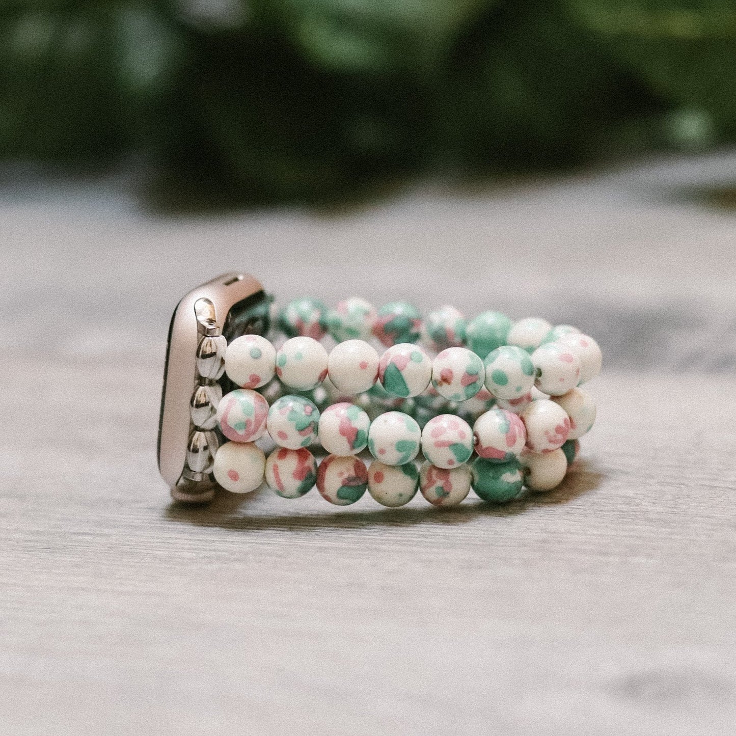Rain Flower Pink & Green Jade Watchband