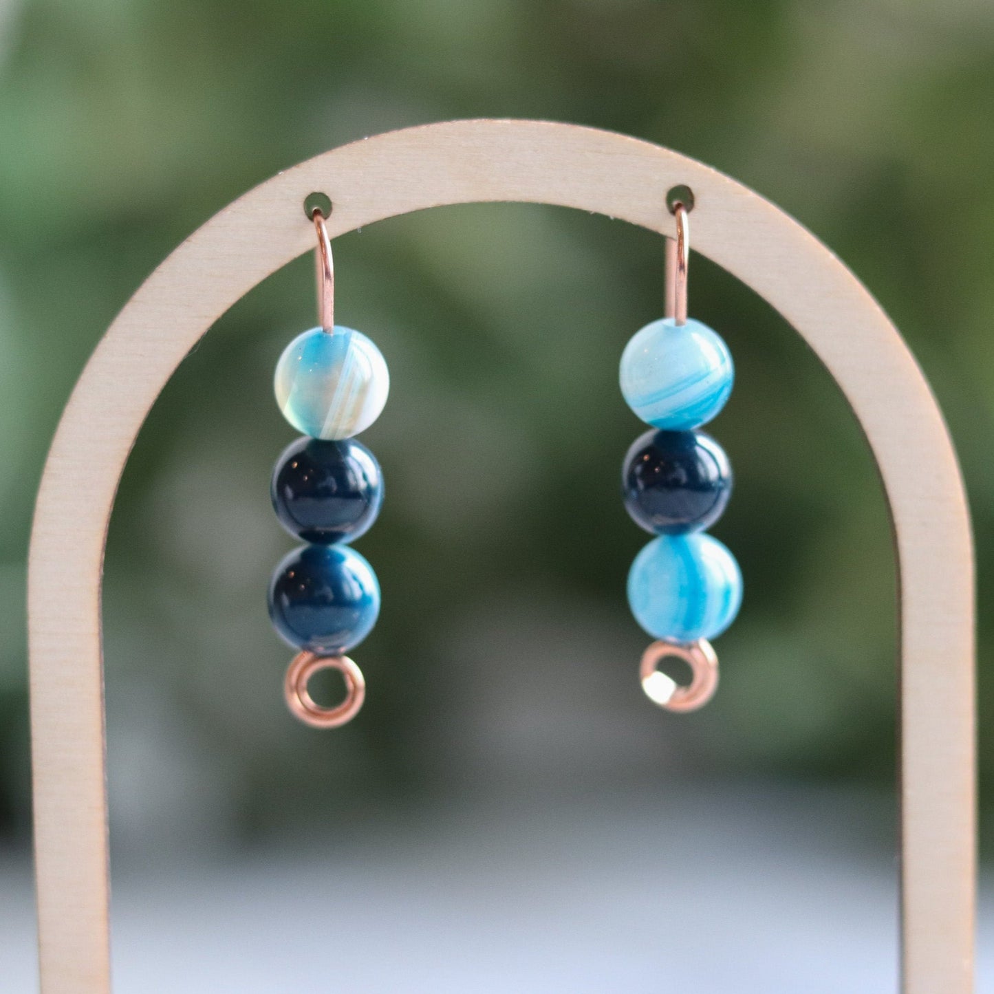 Blue Stripe Agate Earrings