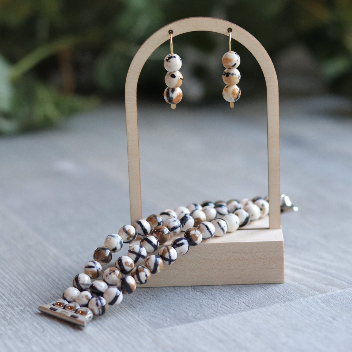 Rain Flower Coffee Jade Watchband