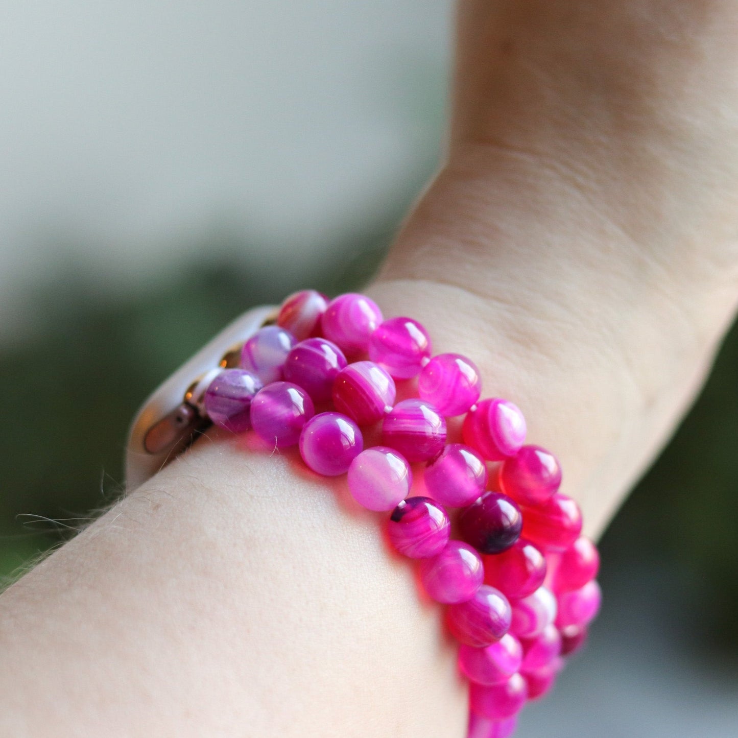 Pink Stripe Agate Watchband