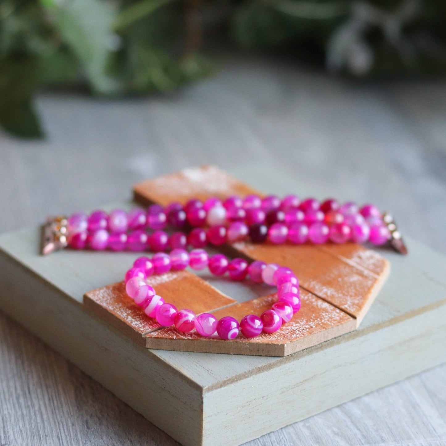 Pink Stripe Agate Watchband
