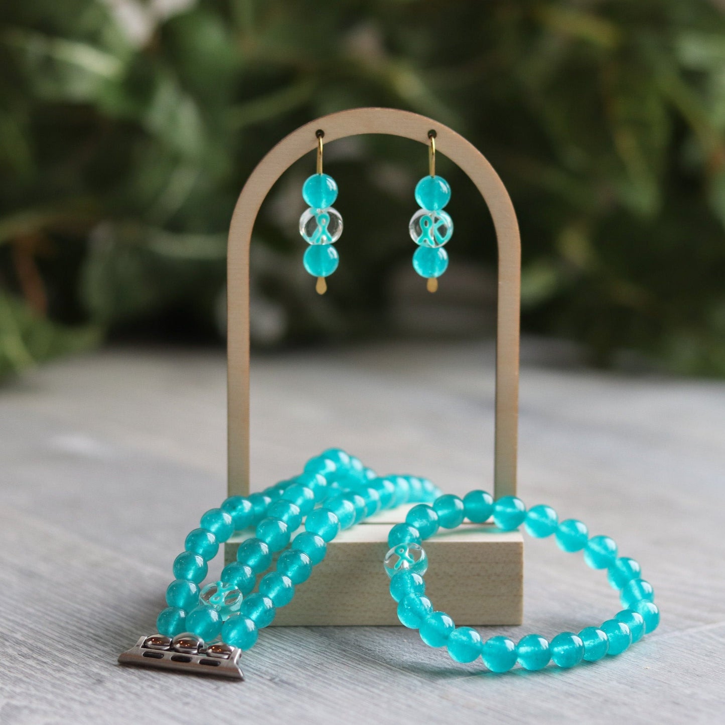 Teal Ribbon Earrings