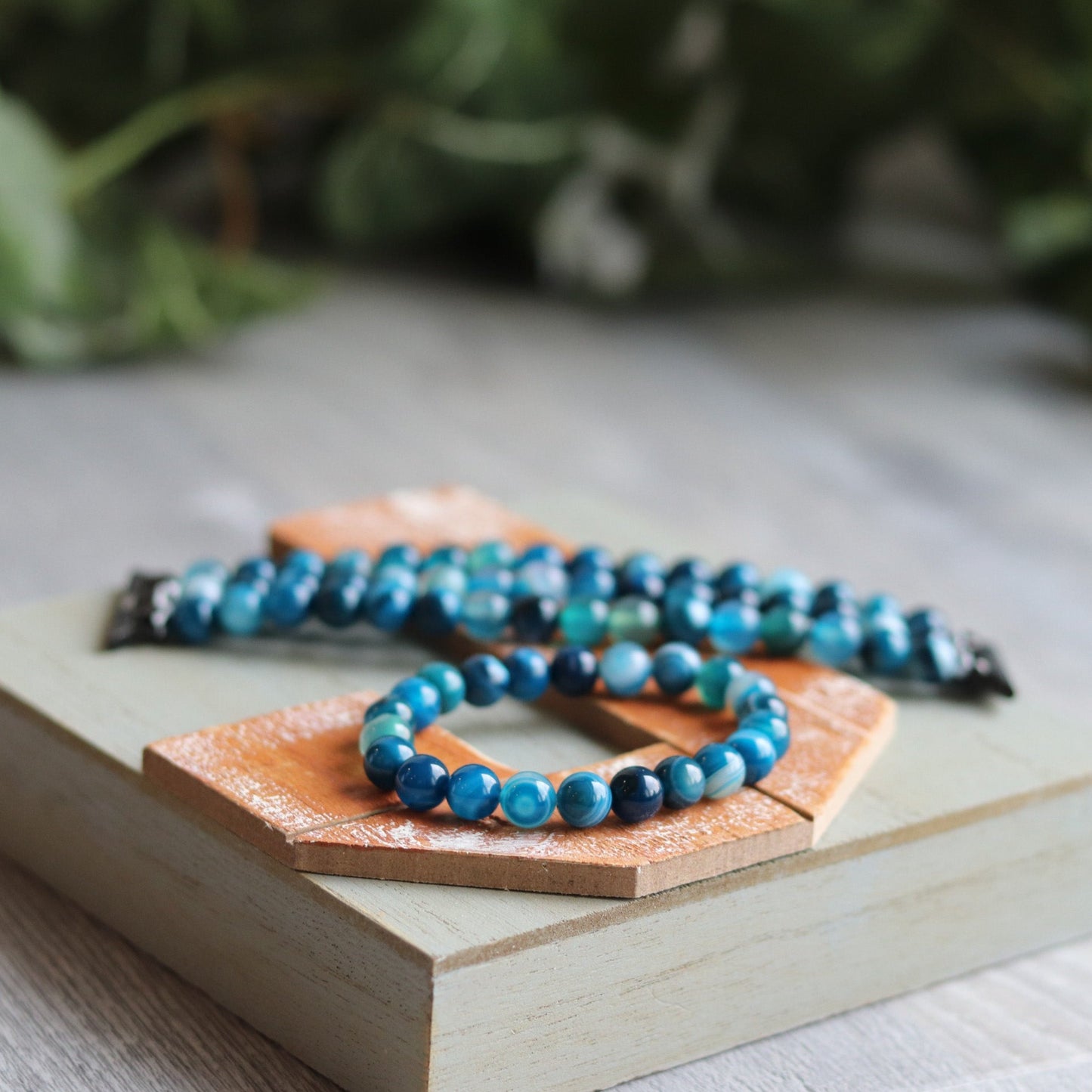 Blue Stripe Agate Bracelet
