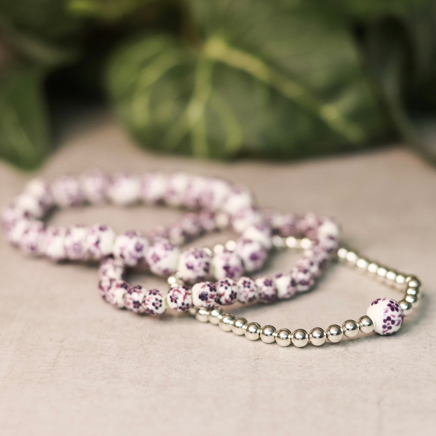 Purple Floral Dainty Bracelet