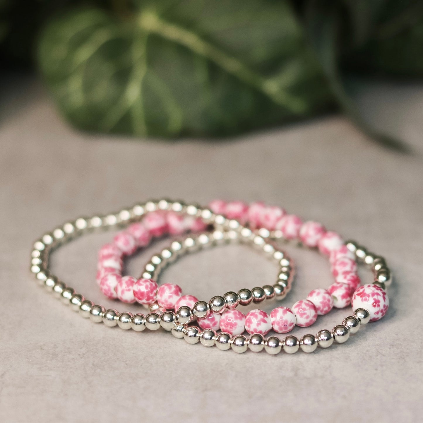 Pink Floral Dainty Bracelet