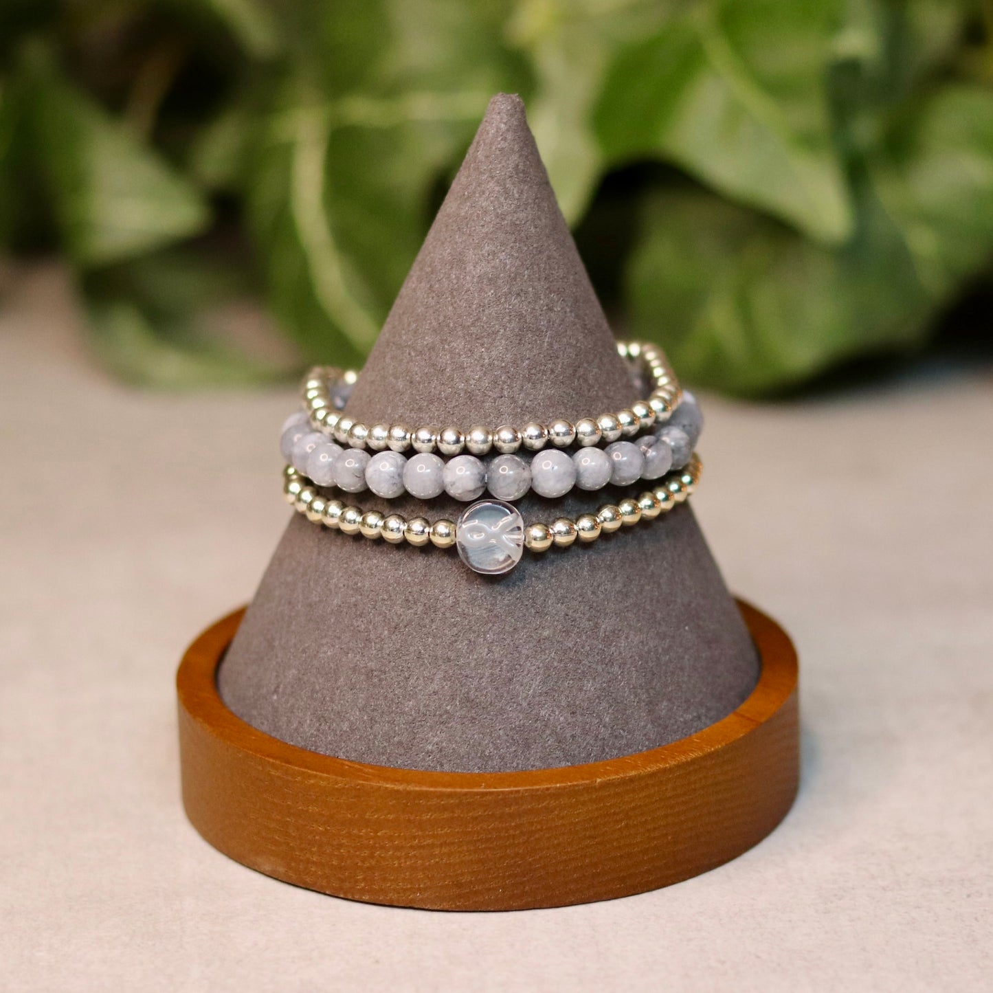 Gray Ribbon Bracelet Stack