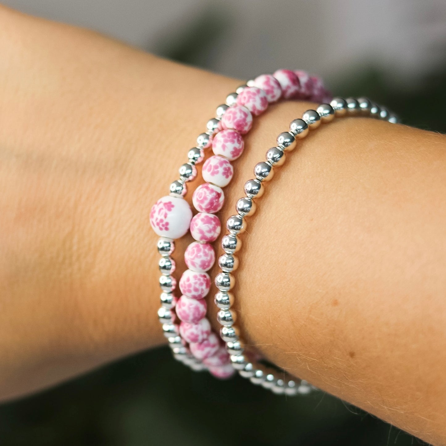 Pink Floral Dainty Bracelet